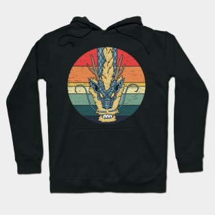 Oriental Blue Dragon Retro Sunset Distressed Rainbow Colors Hoodie